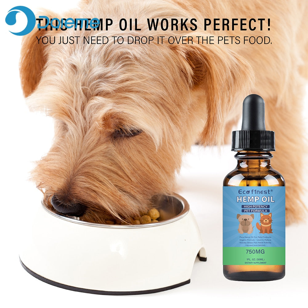 750mg 30ml Hemp Essential Oil for Dogs Natural Herbs of Pet Care Hemp Oil Anxiety Relief Pain Joint hip Strengthens immune