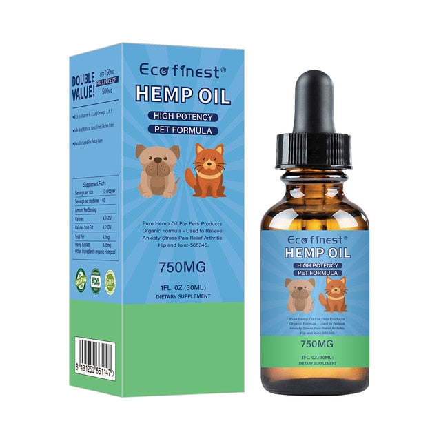 750mg 30ml Hemp Essential Oil for Dogs Natural Herbs of Pet Care Hemp Oil Anxiety Relief Pain Joint hip Strengthens immune