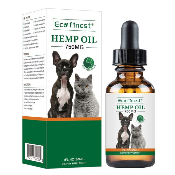 750 mg Organic Pet essential Oil for dogs Natural Herbs of Pet Care Oil for Anxiety Relief Pain Joint hip Strengtheners Hemp Oil