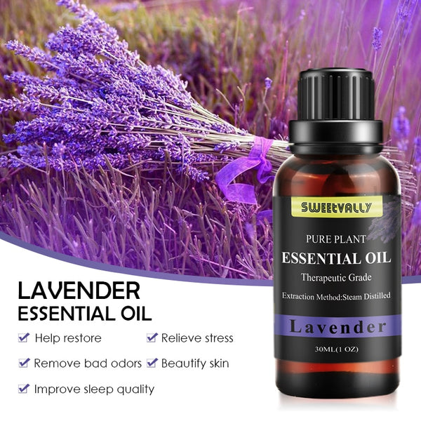 Sweetvally 30ML Lavender  Aroma Humidifier Pour Diffusers Skin Care Fragrance Oil Relieve Stress Aromatherapy Essential Oil