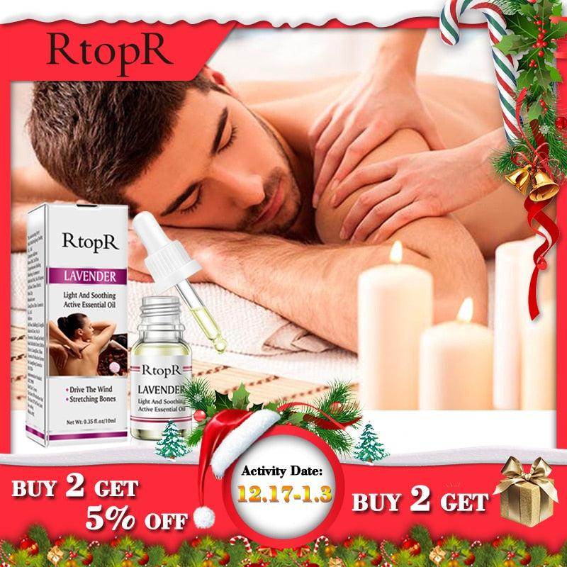 RtopR Pure Plant Lavender Body Massage Oil  Skin Anti-Aging  Ginger For Extract Drop for Pain Relief Reduce Anxiety Better Sleep