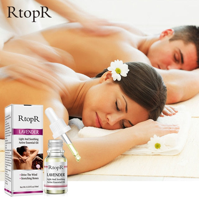 RtopR Pure Plant Lavender Body Massage Oil  Skin Anti-Aging  Ginger For Extract Drop for Pain Relief Reduce Anxiety Better Sleep