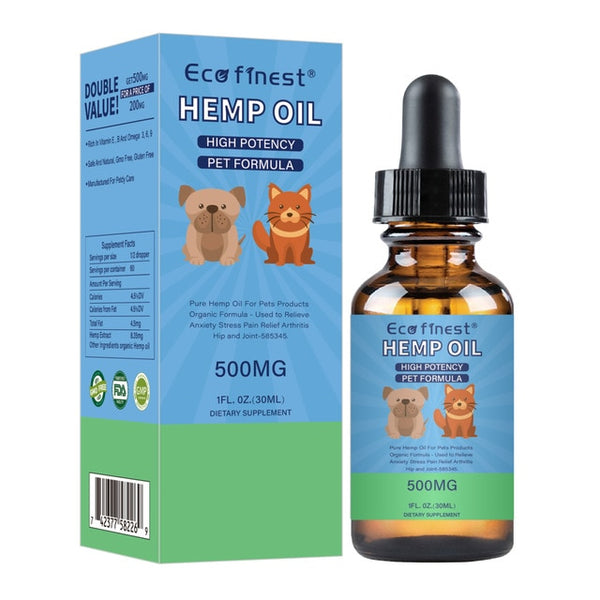 30ML Hemp Essential Oil Dogs Natural Herbs of Pet Care Oil for Anxiety Relief Pain Joint hip Strengthens immunity Hemp Oil