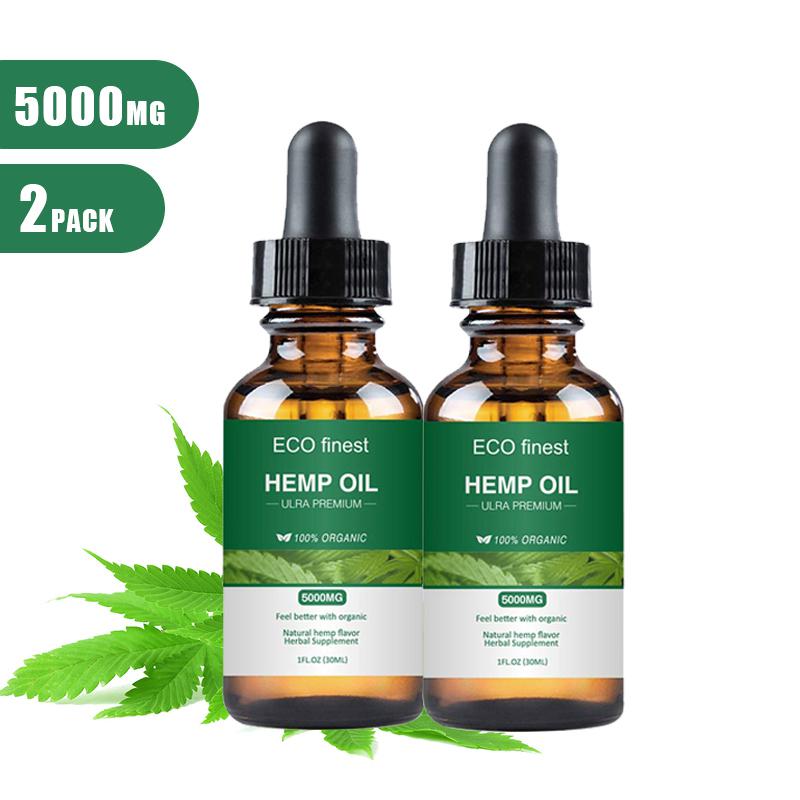 2pcs 5000mg HEMP Oil 100% Natural Hemp Seed Extract Improve Sleep Ease Pain Massage Essential Oil